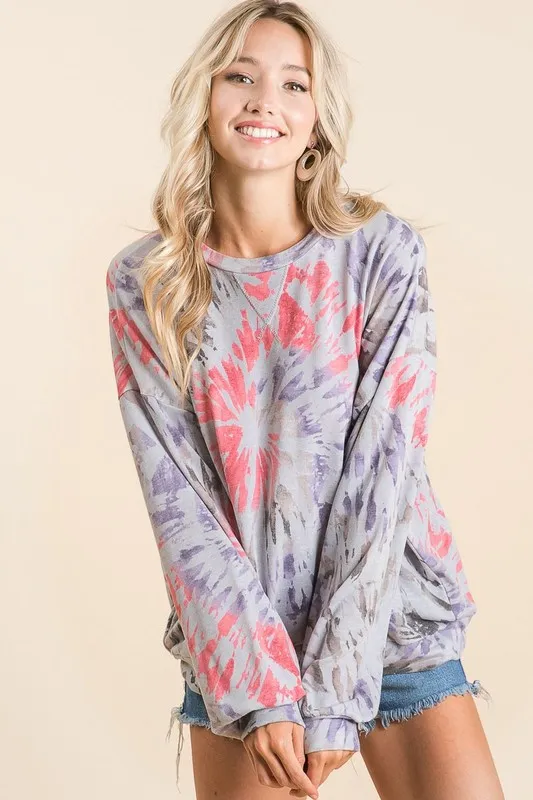 Tie Dye Print Terry Pull Over, image 6
