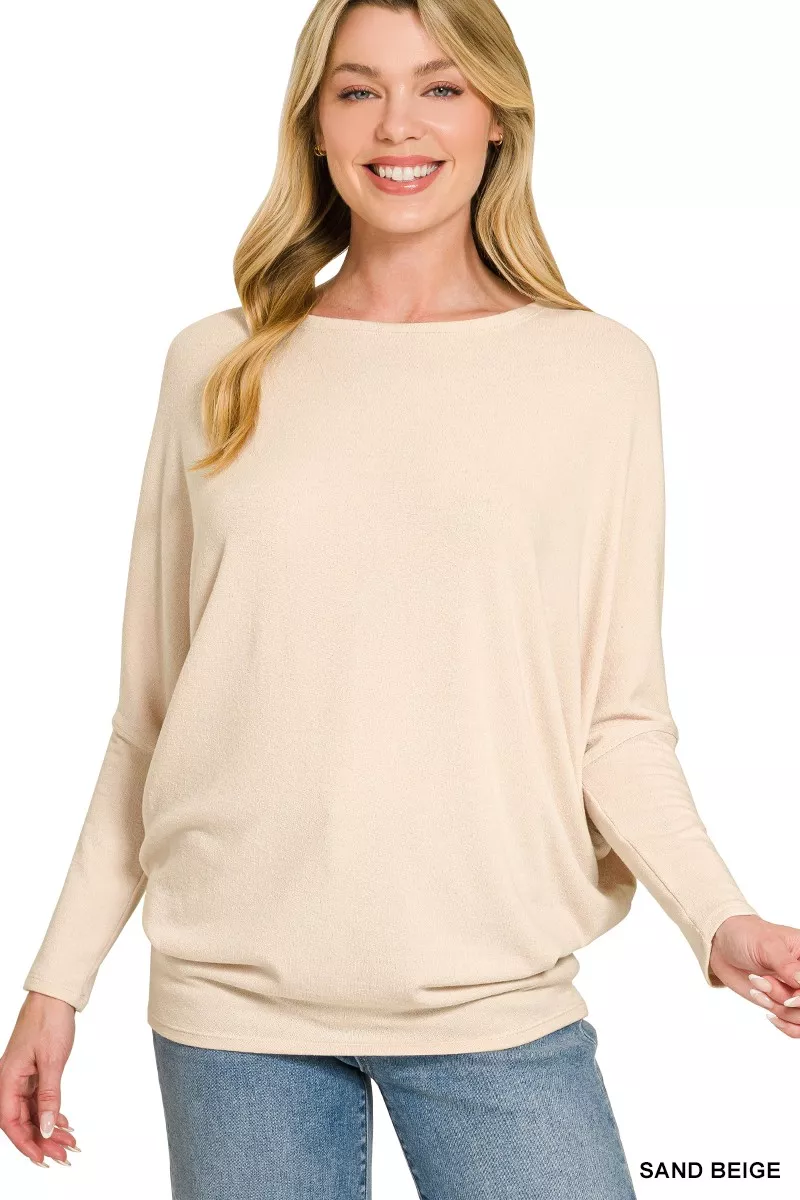Hacci Dolman Sleeve Boat Neck Top