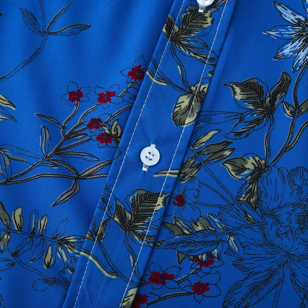 Men's Plus Size Floral Print Short Sleeve Button Down Casual Shirt, image 17