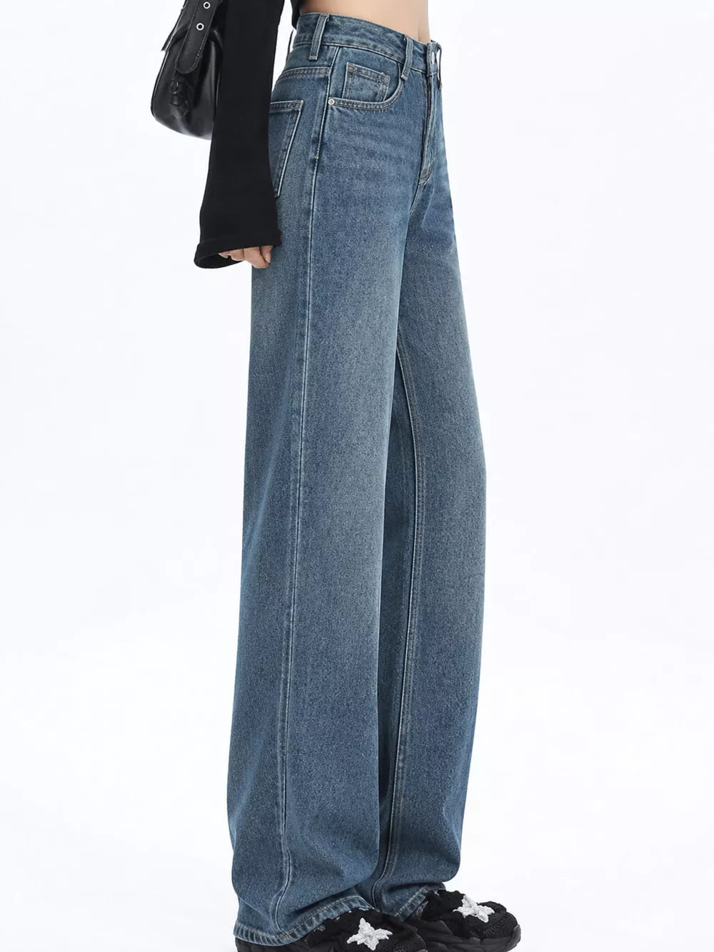 High-Waisted Vintage Wash Wide-Leg Jeans, image 7