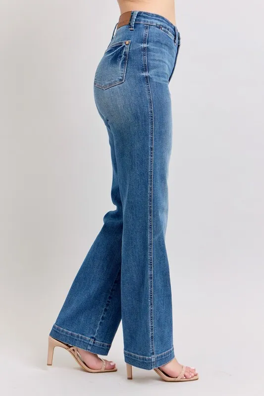 Full Size High Waist Contrast Thread Straight Plus Size, image 11