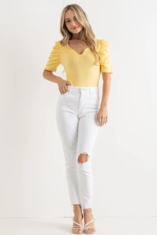 Shirring Puff Sleeve Bodysuit, image 6