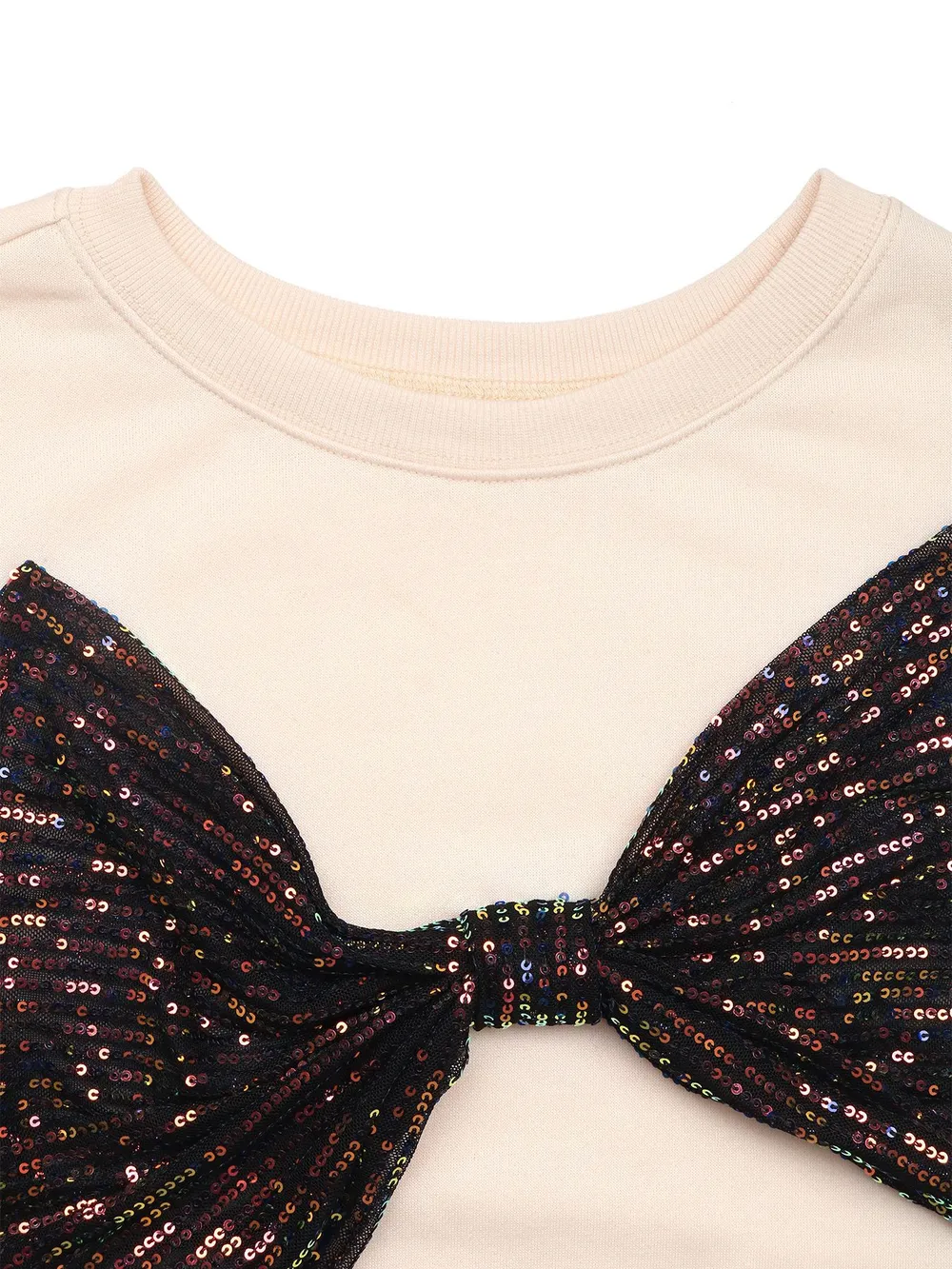 Sequined Bow Round Neck Sweatshirt, image 6