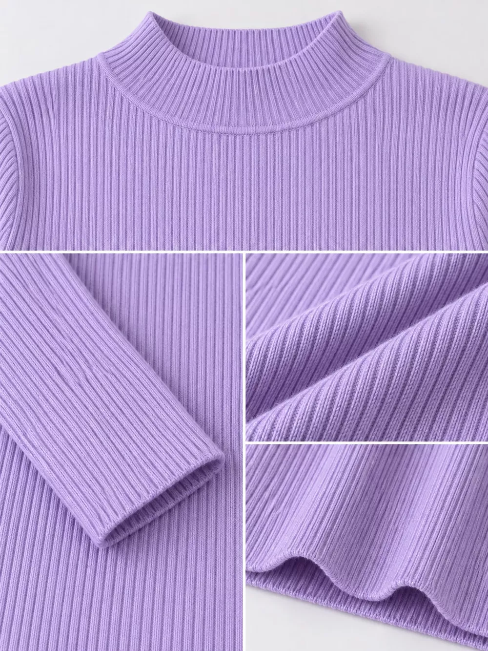 Elegant Slim-Fit Ribbed Mock Neck Knit Top, image 57