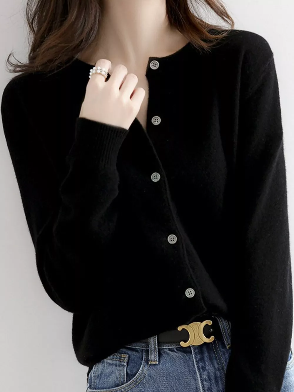 Crew Neck Button-Down Cardigan, image 6