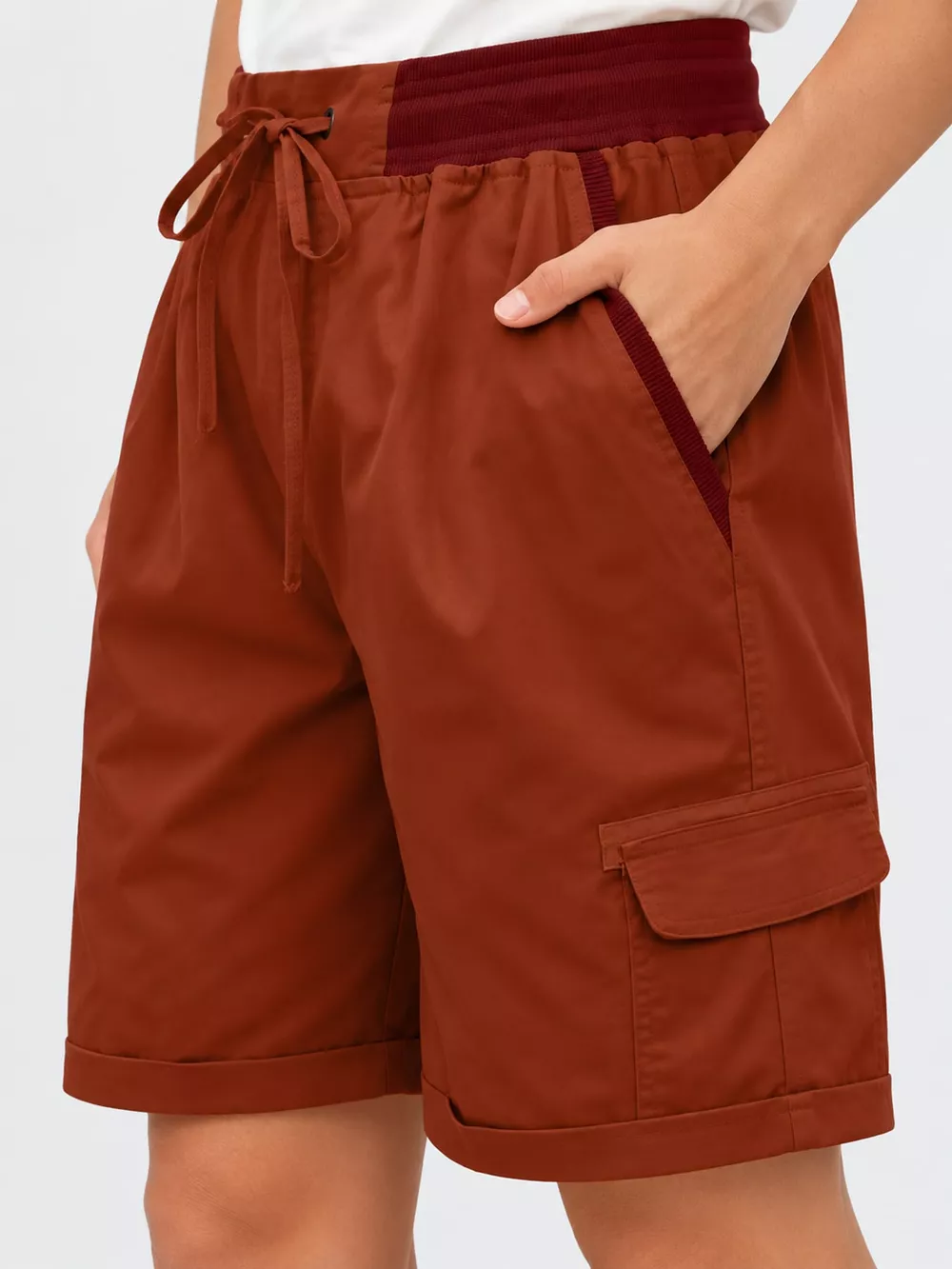 Full Size Drawstring Cargo Shorts Plus Size, image 17