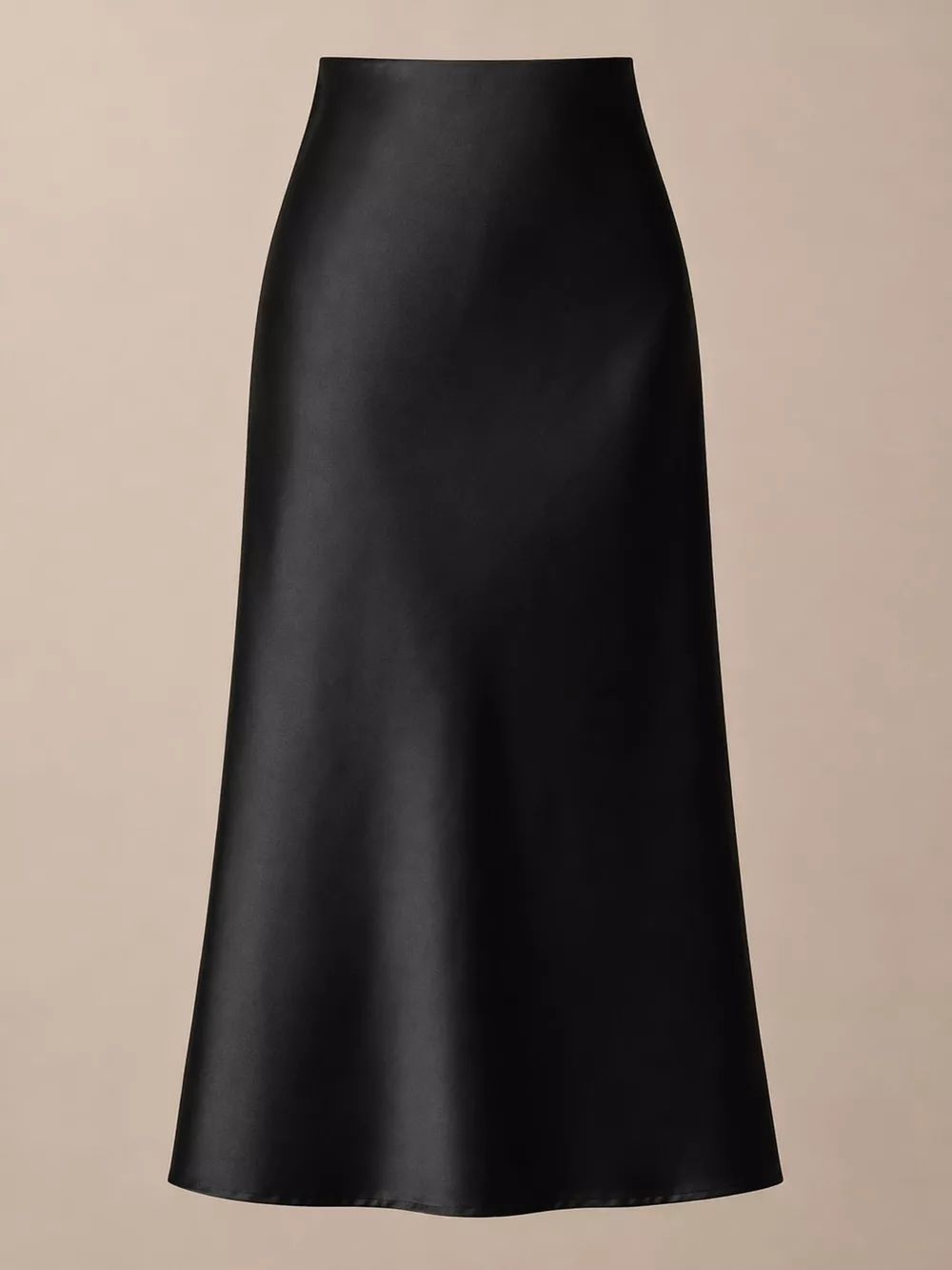 High-Waisted Satin Midi Skirt, image 4