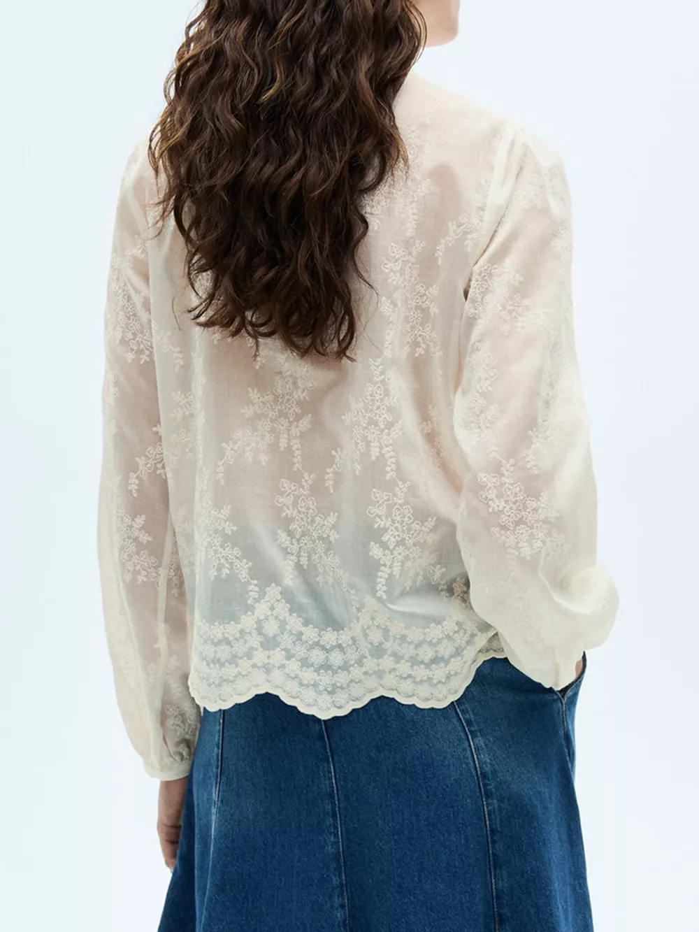 Lace Sheer Long Sleeve Shirt, image 4