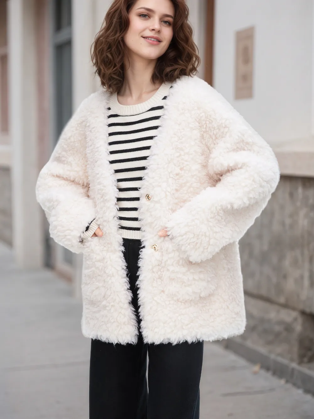 Fleece Button Up Long Sleeve Outerwear