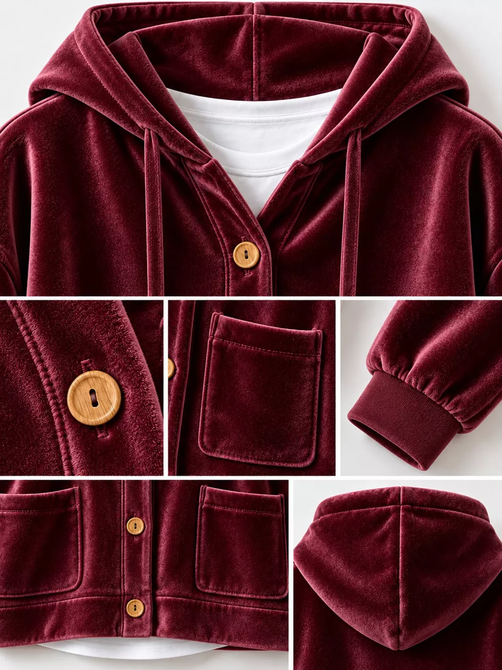 Full Size Velvet Dropped Shoulder Hoodie Plus Size, image 19