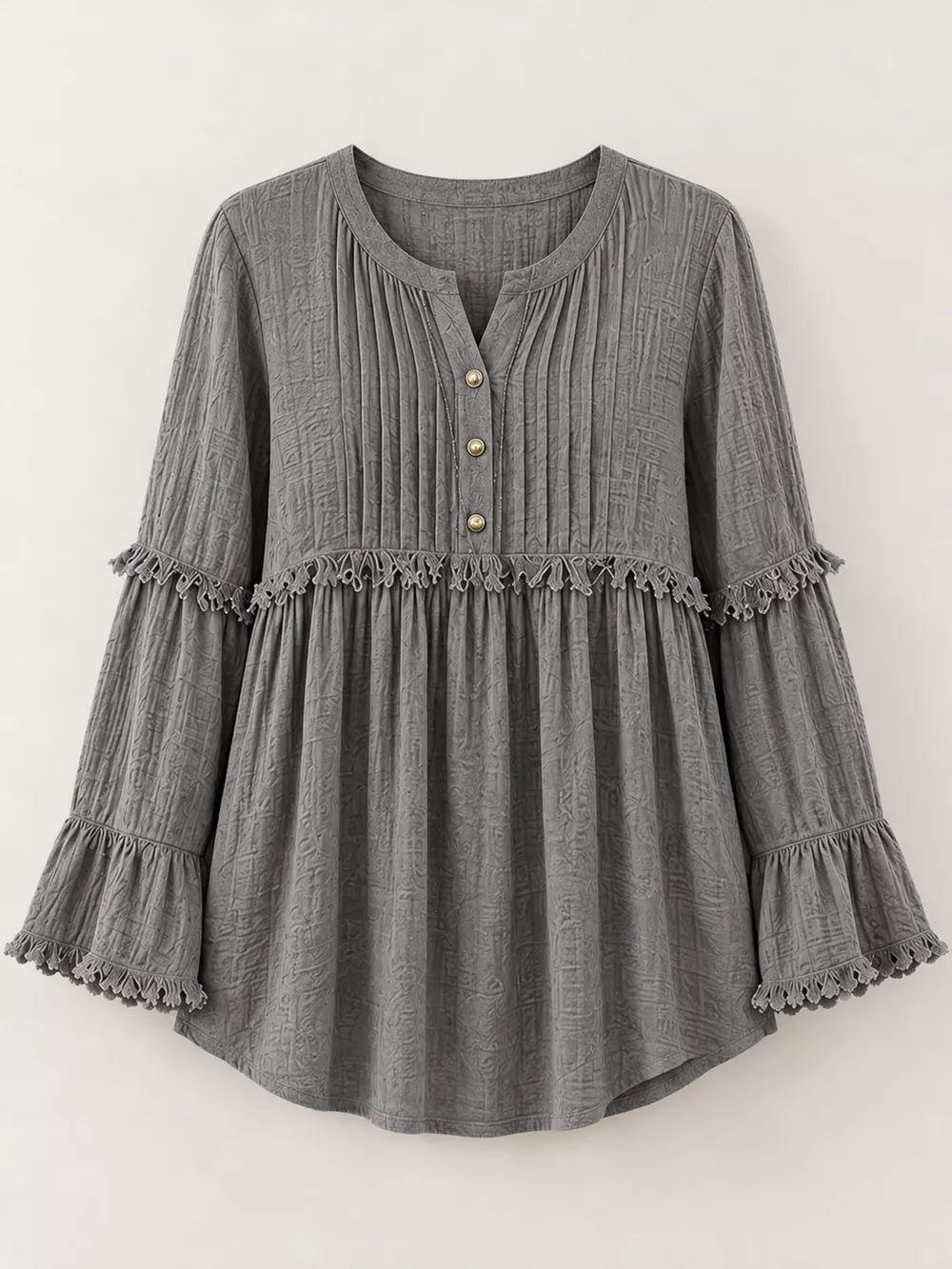 Full Size Snap Down Long Sleeve Blouse Plus Size, image 10