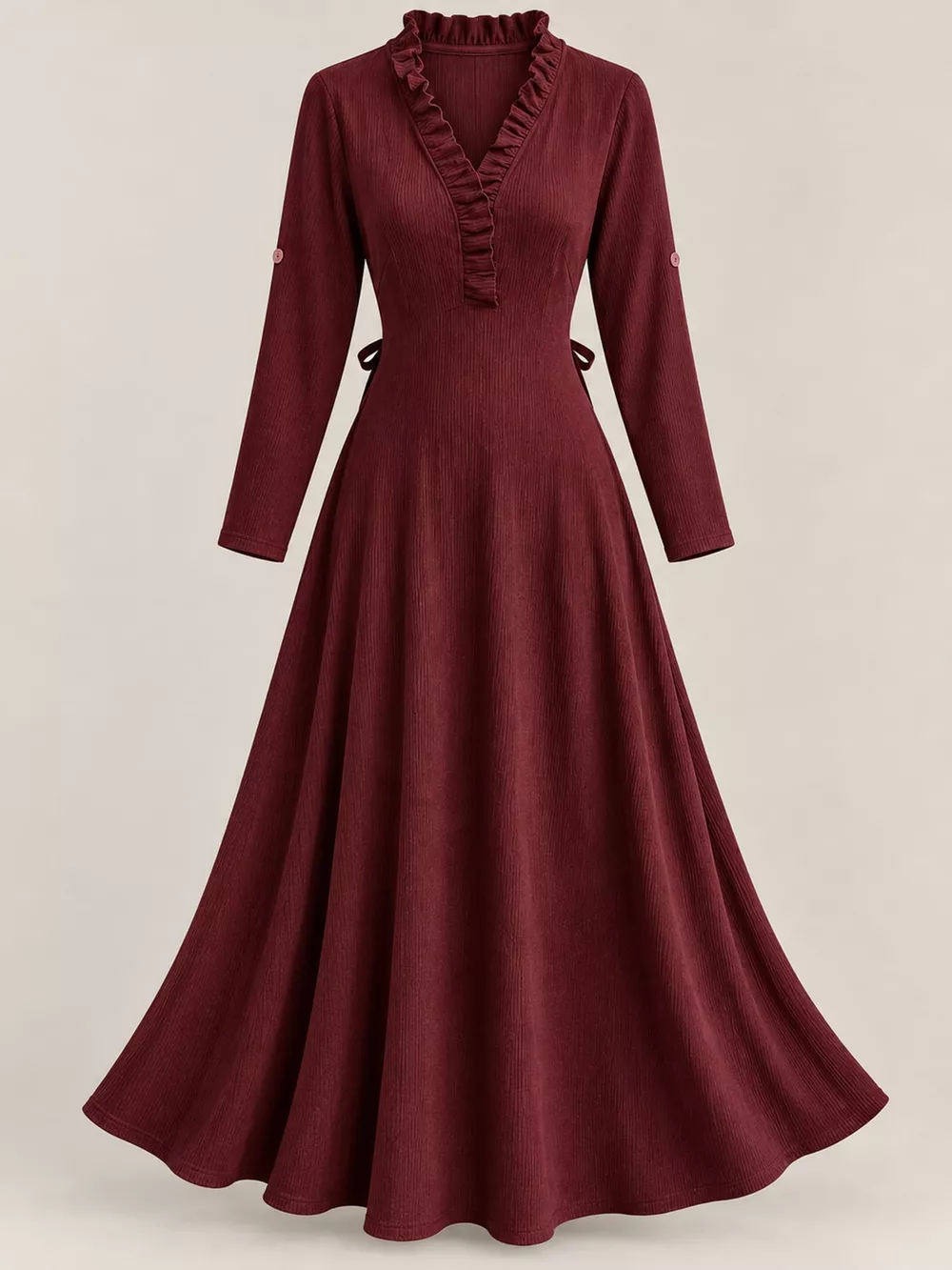 Full Size Frill Roll-Up Sleeve Maxi Dress Plus Size, image 17