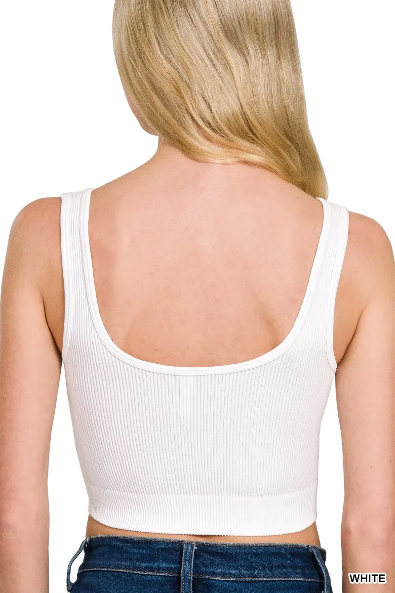 Seamless Split Neck Bra Tank Top, image 3