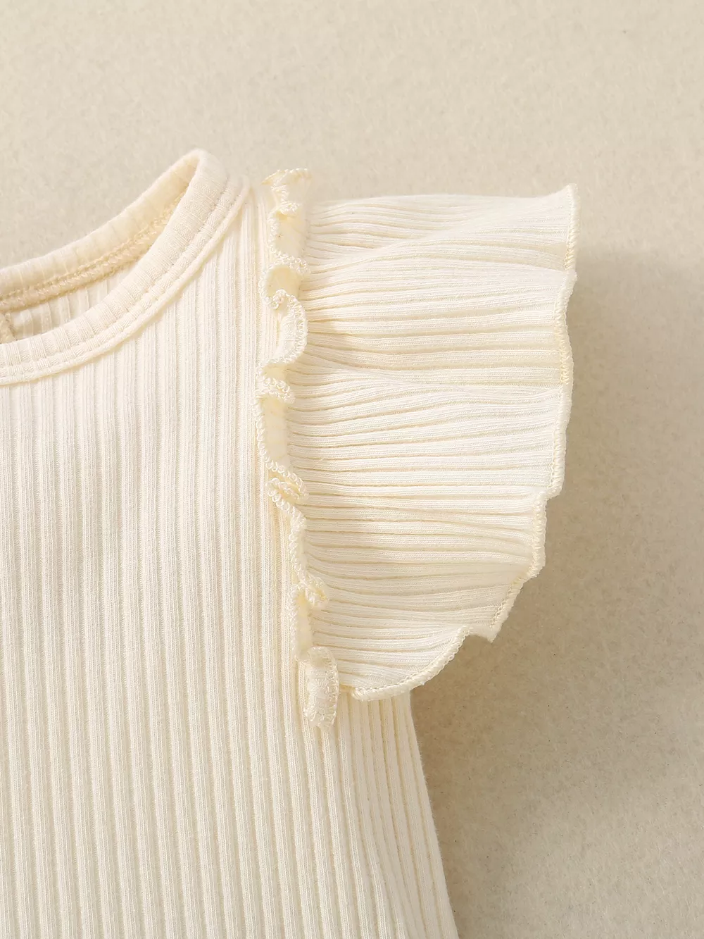 Children's Ribbed Ruffle Trim Bodysuit & Shorts Set, image 10