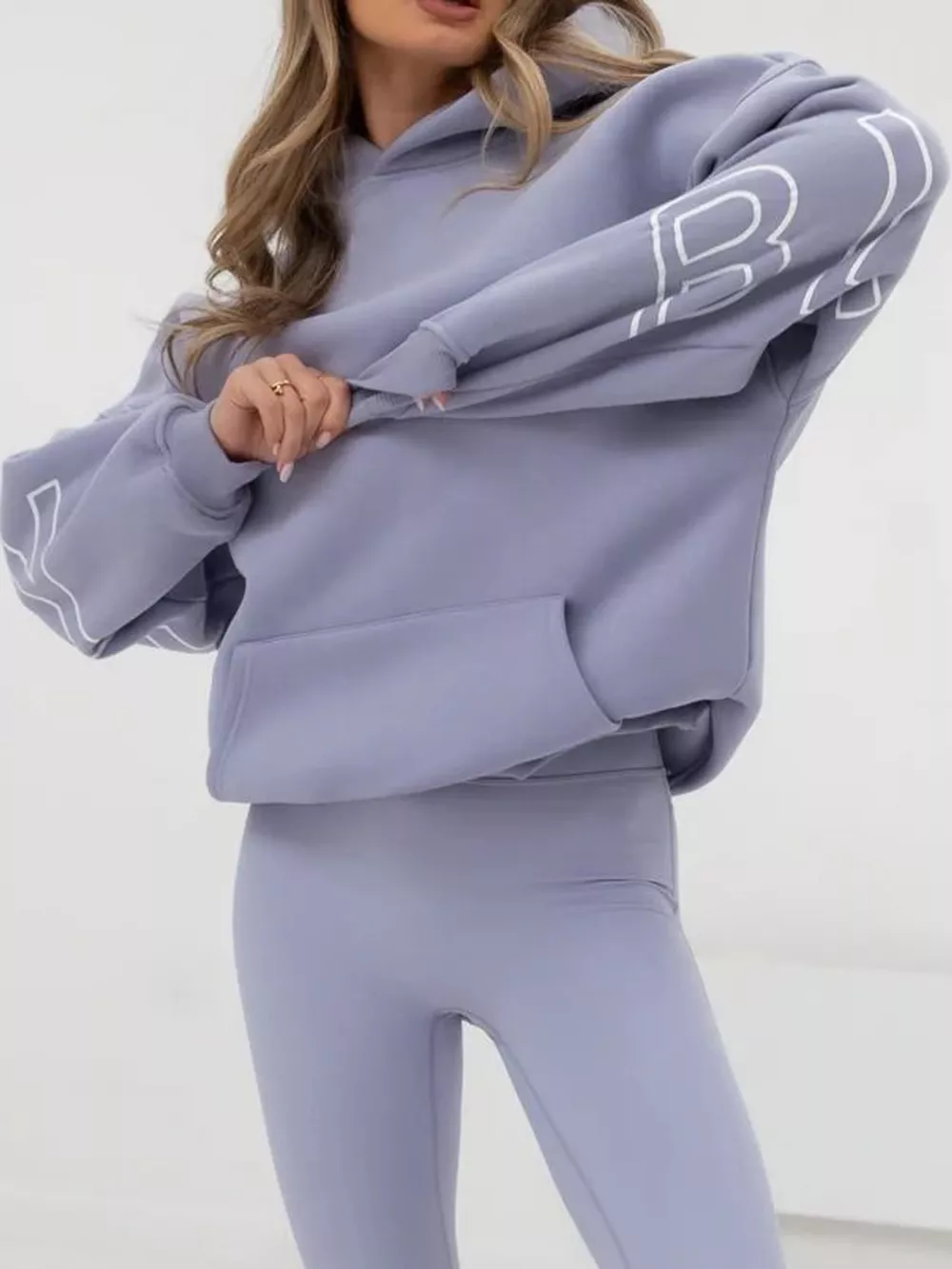 Letter Back Hoodie with Kangaroo Pocket, image 14