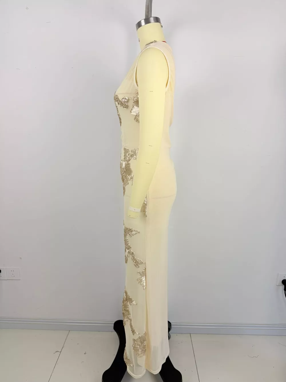 One-Shoulder Floral Embroidered Maxi Dress, image 3
