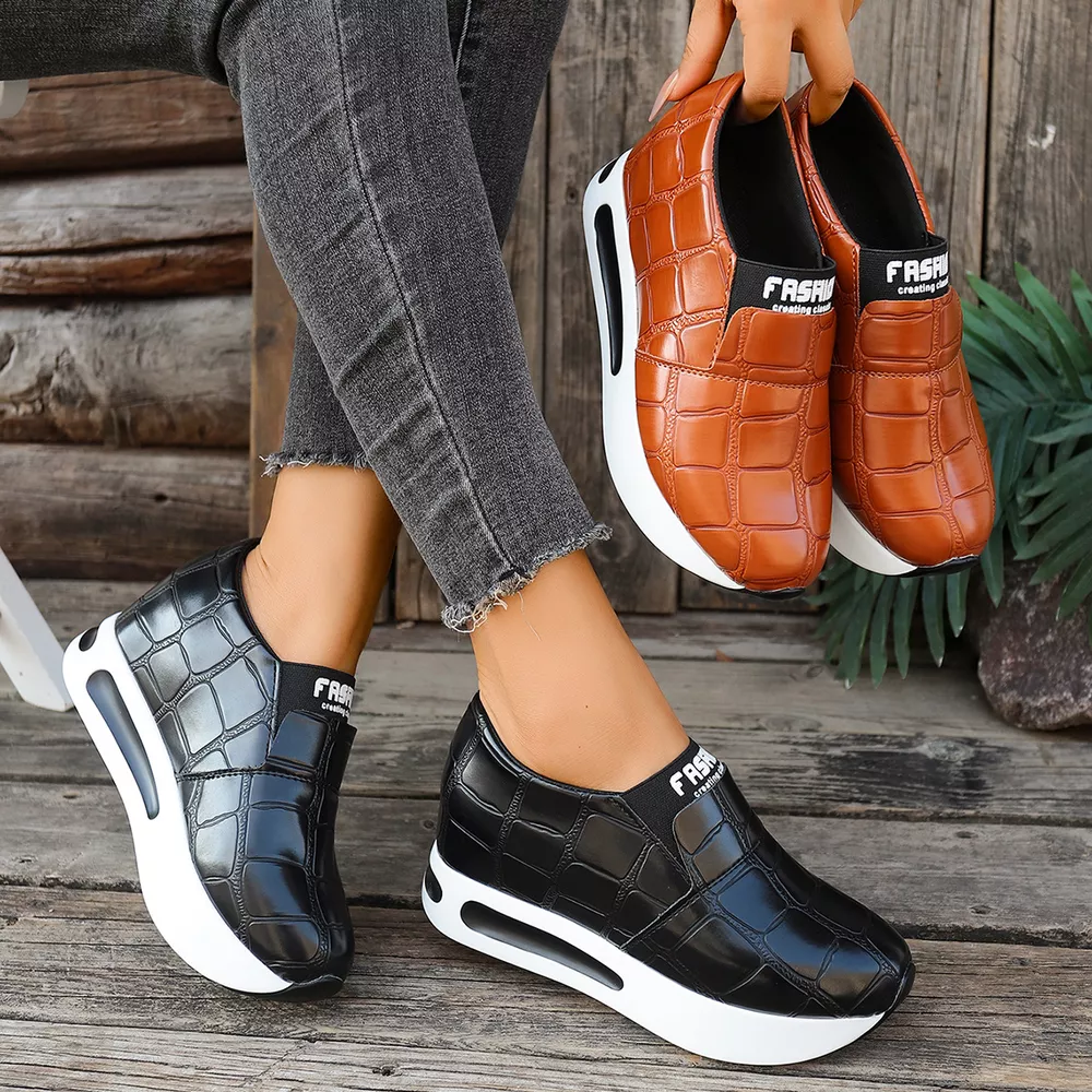 Crocodile Pattern Platform Slip-Ons, image 8