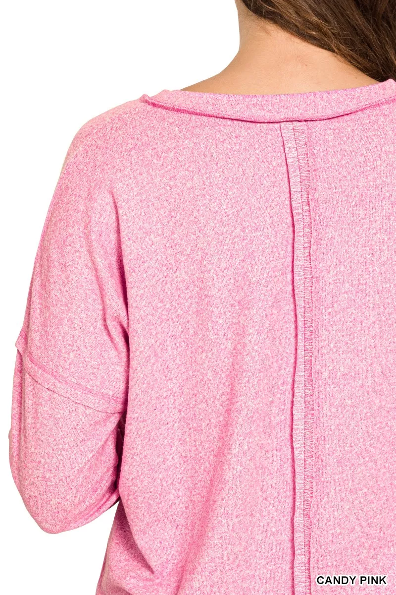 Soft Melange Hacci Exposed Seam Coin Pocket Tee, image 3