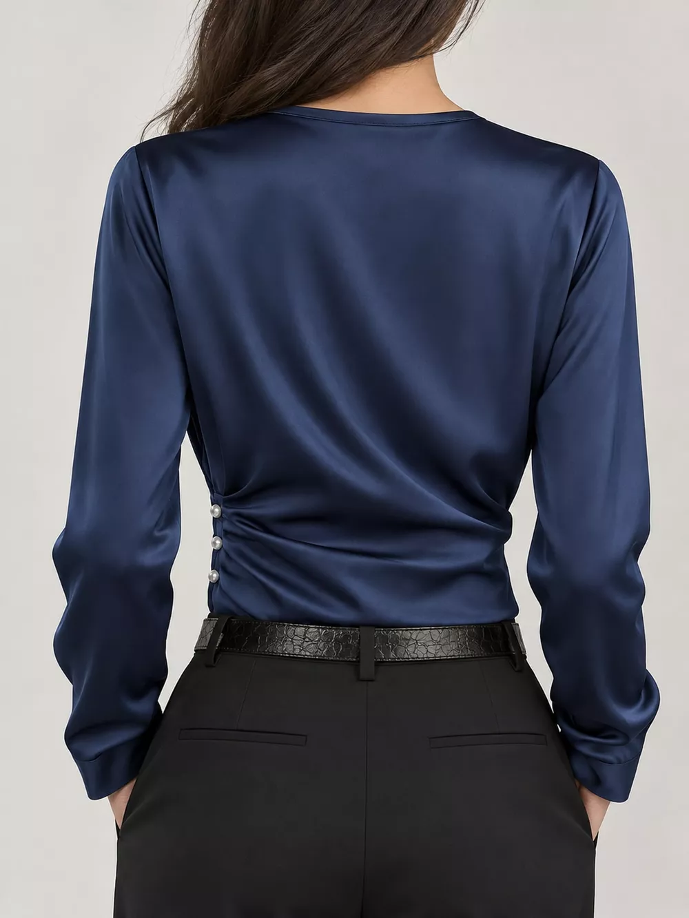 Satin Surplice Long Sleeve Blouse, image 24