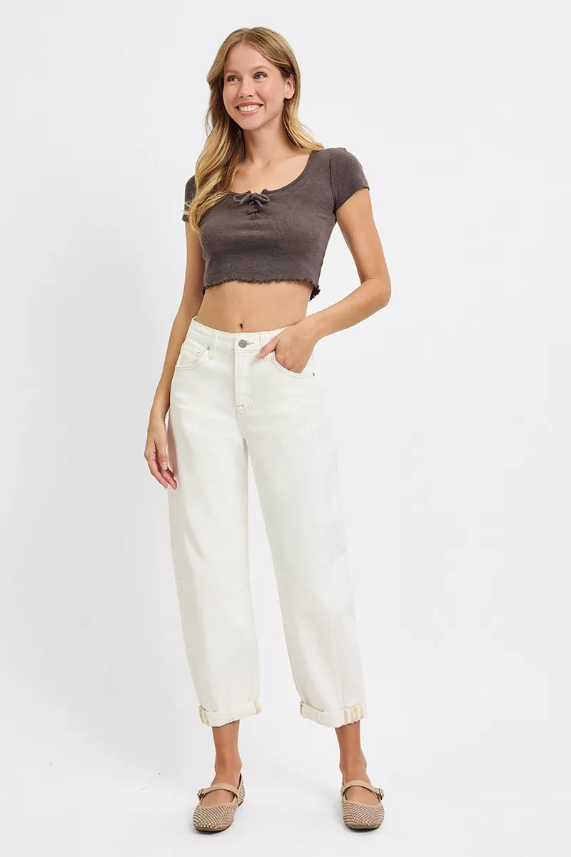Full Size High Rise Barrel Cropped Jeans Plus Size, image 6