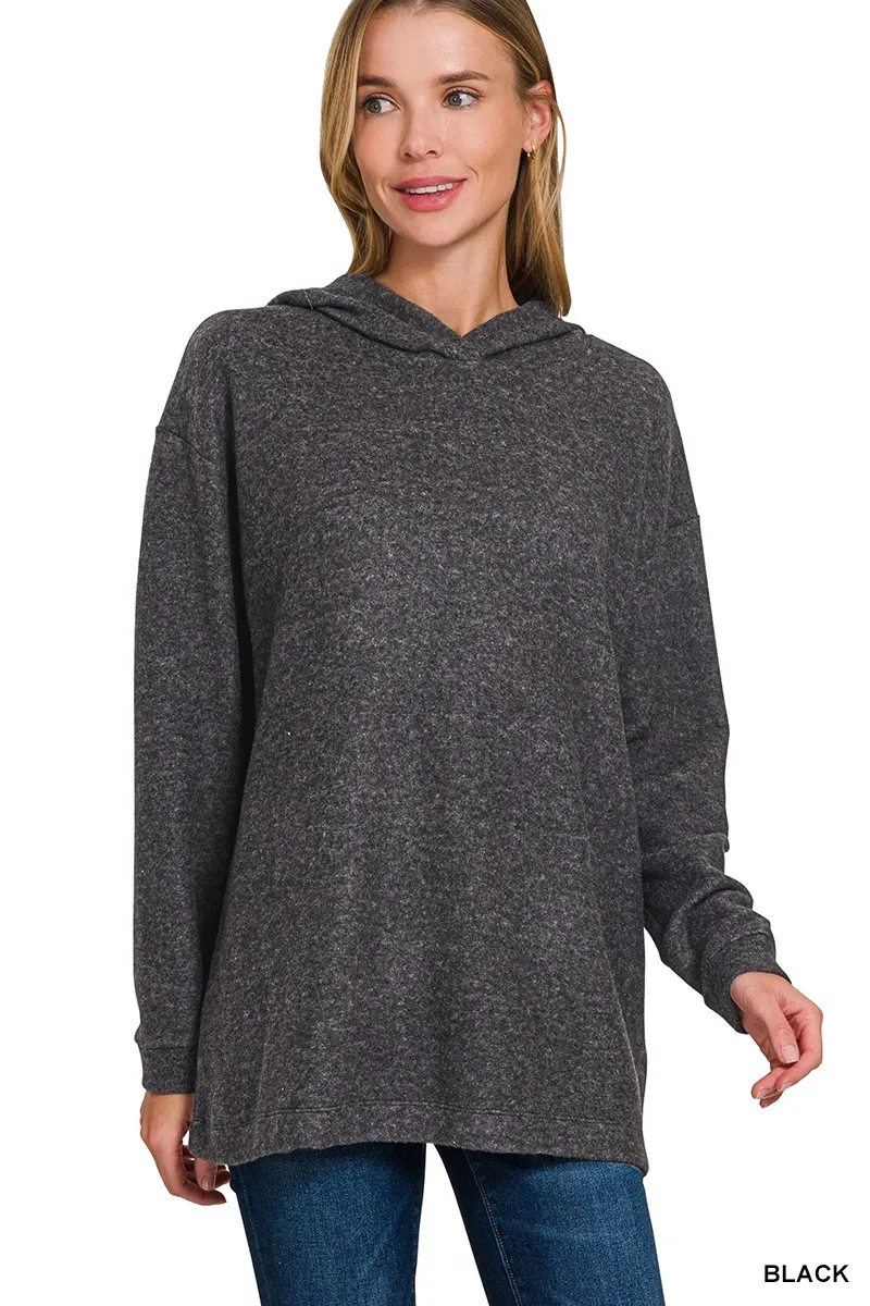 Hooded Brushed Melange Hacci Sweater
