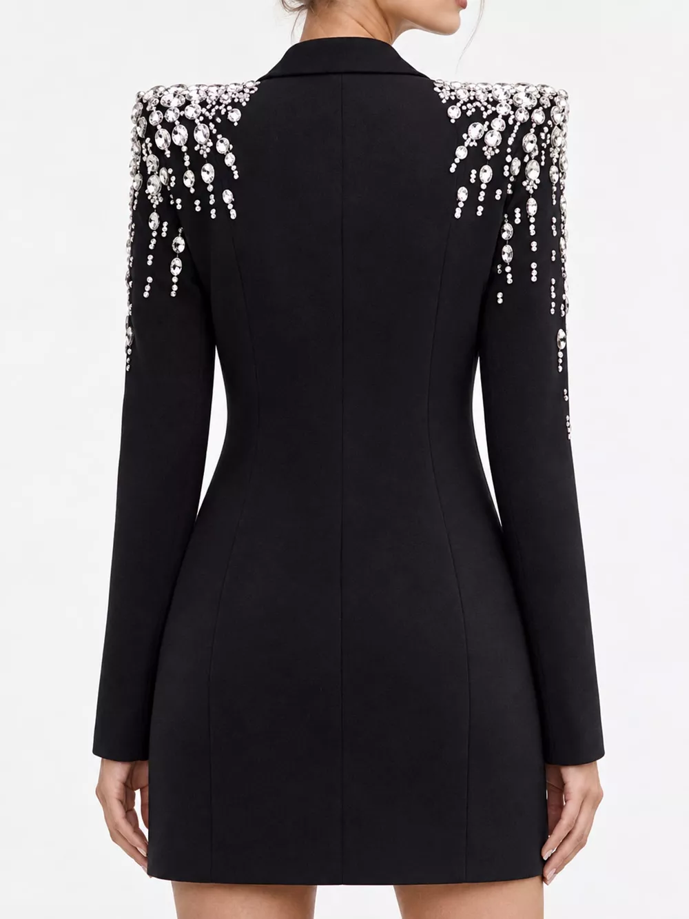 Full Size Rhinestone Shoulder Double-Breasted Blazer Plus Size, image 3