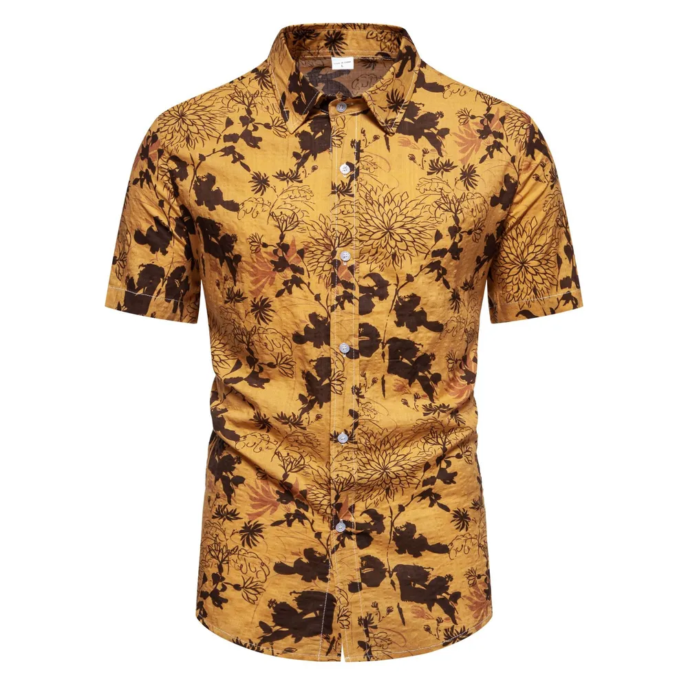 Men's Plus Size Floral Print Short Sleeve Button Down Shirt, image 8