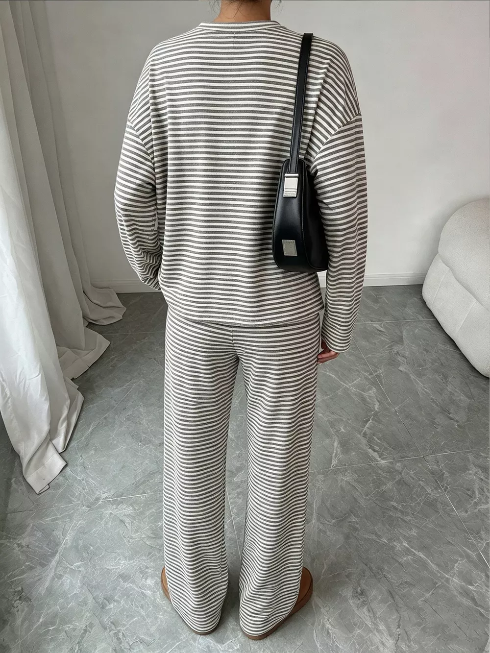 Striped Round Neck Top and Pants Set, image 5
