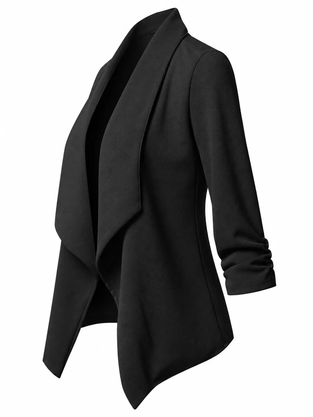 Full Size Open Front Drape Blazer with 3/4 Ruched Sleeves Plus Size, image 19