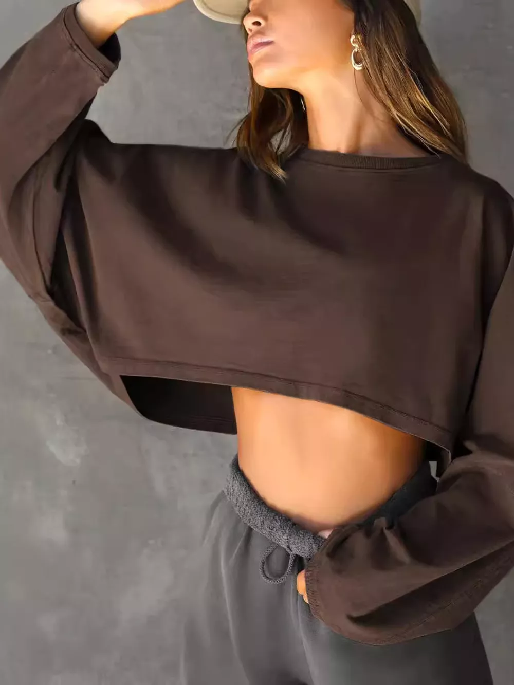 Long Sleeve Cropped Sweatshirt, image 26