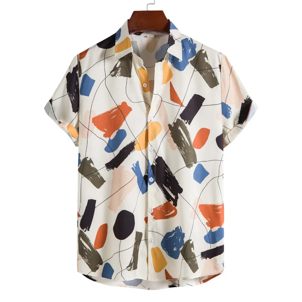 Men's Printed Button Up Short Sleeve Shirt, image 2