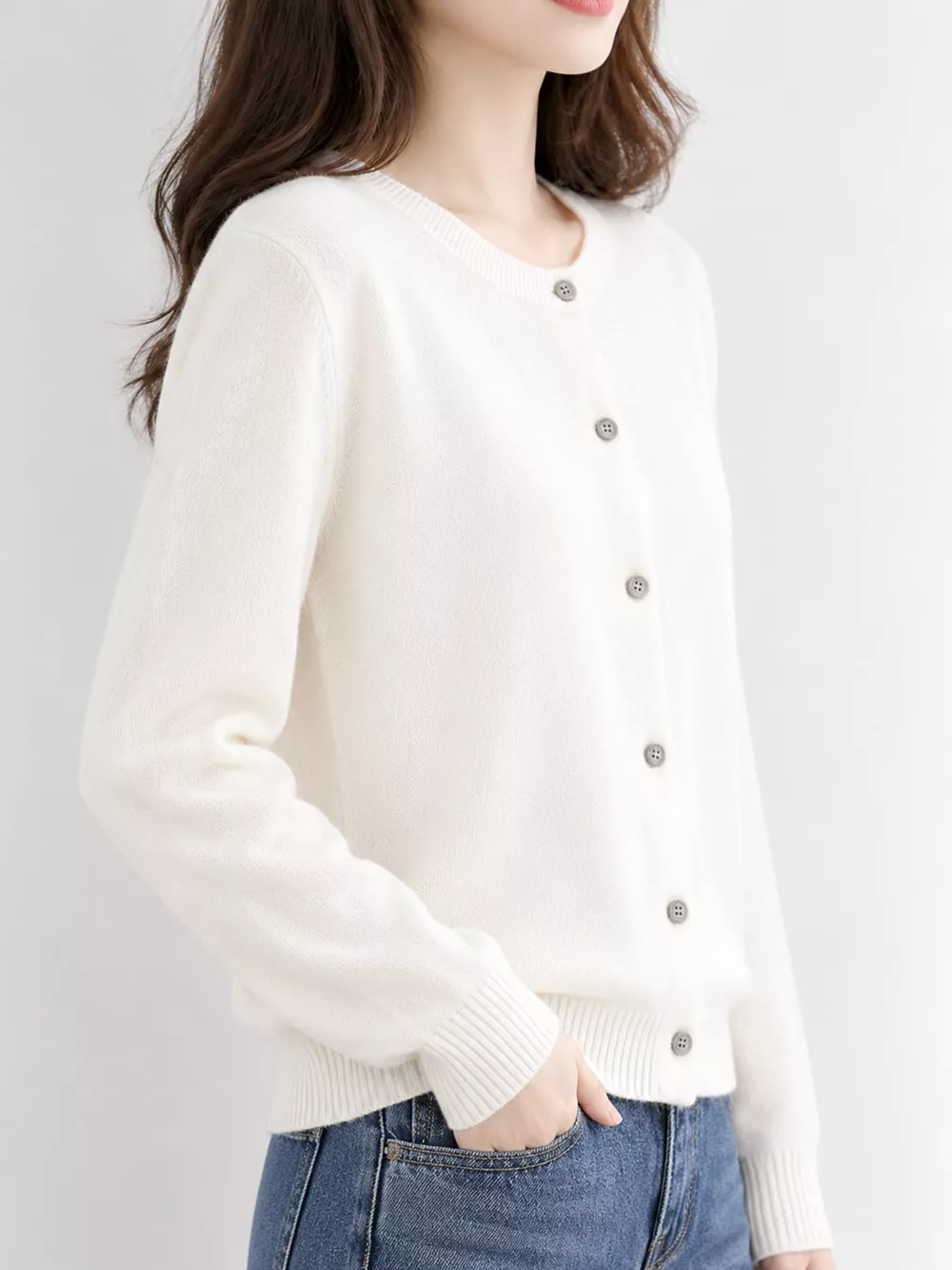 Crew-Neck Button-Down Cardigan, image 39