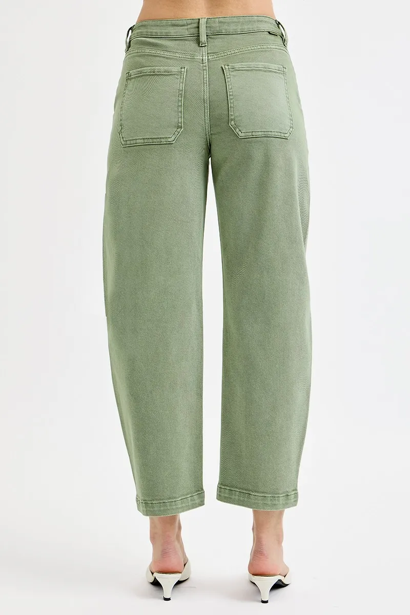 Full Size Tummy Control High Rise Crop Barrel Jeans Plus Size, image 6