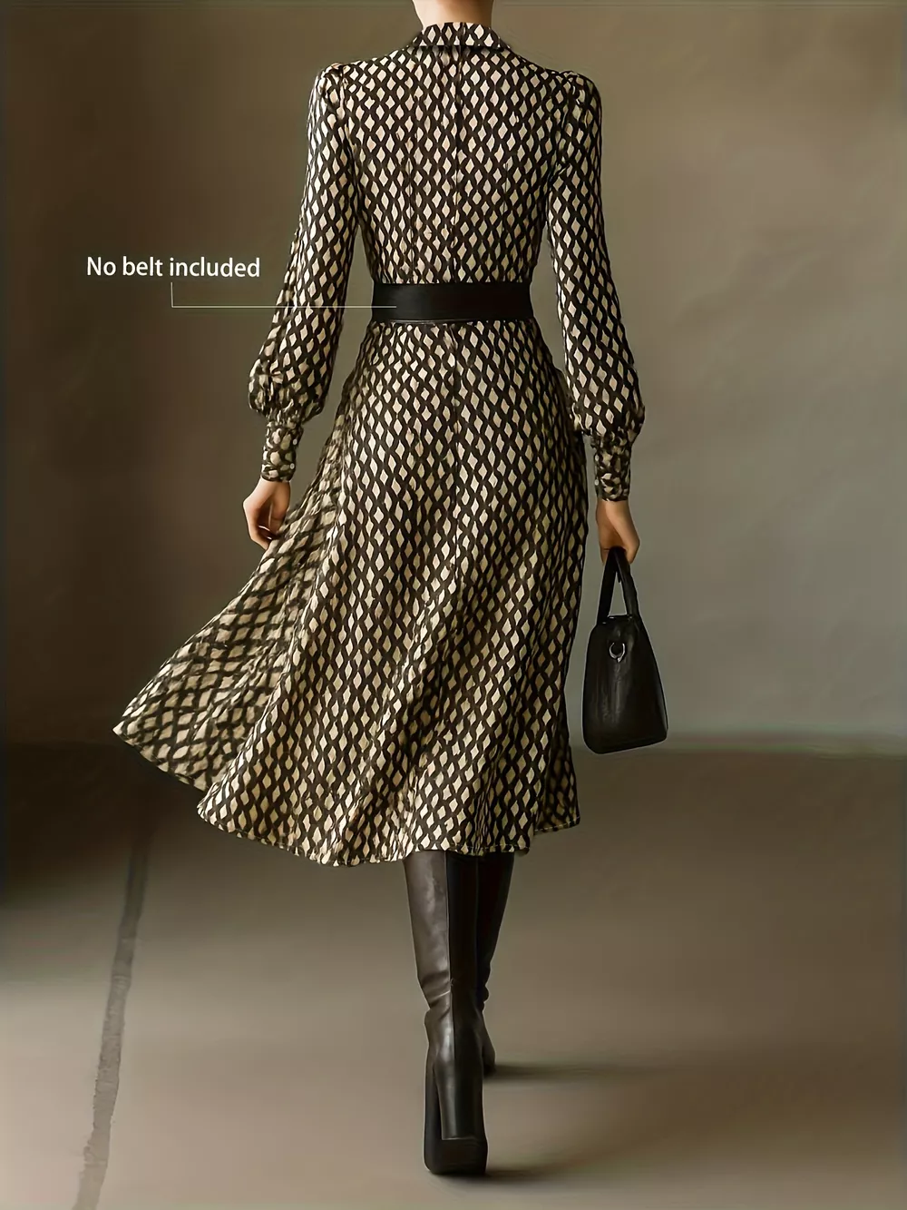 Printed Long Sleeve Midi Dress, image 4