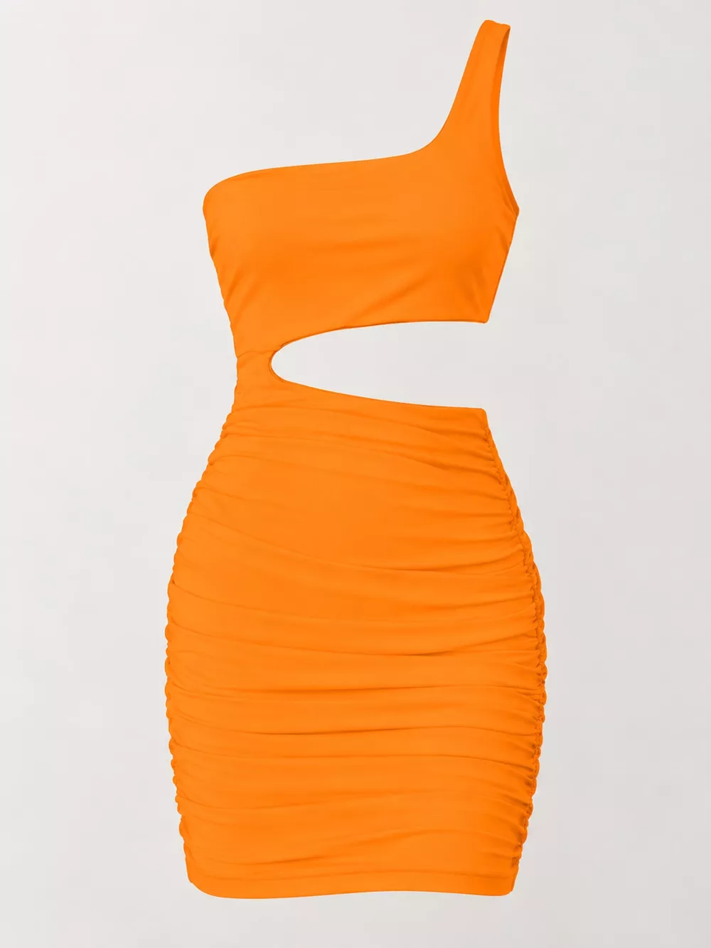 One-Shoulder Cutout Ruched Bodycon Mini Dress, image 93