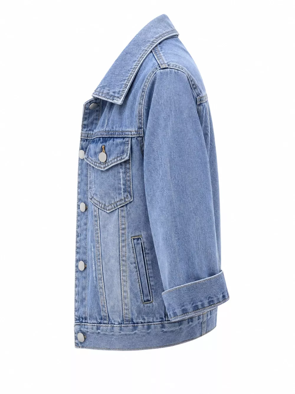 Full Size Distressed Mid-Sleeve Denim Jacket Plus Size, image 9