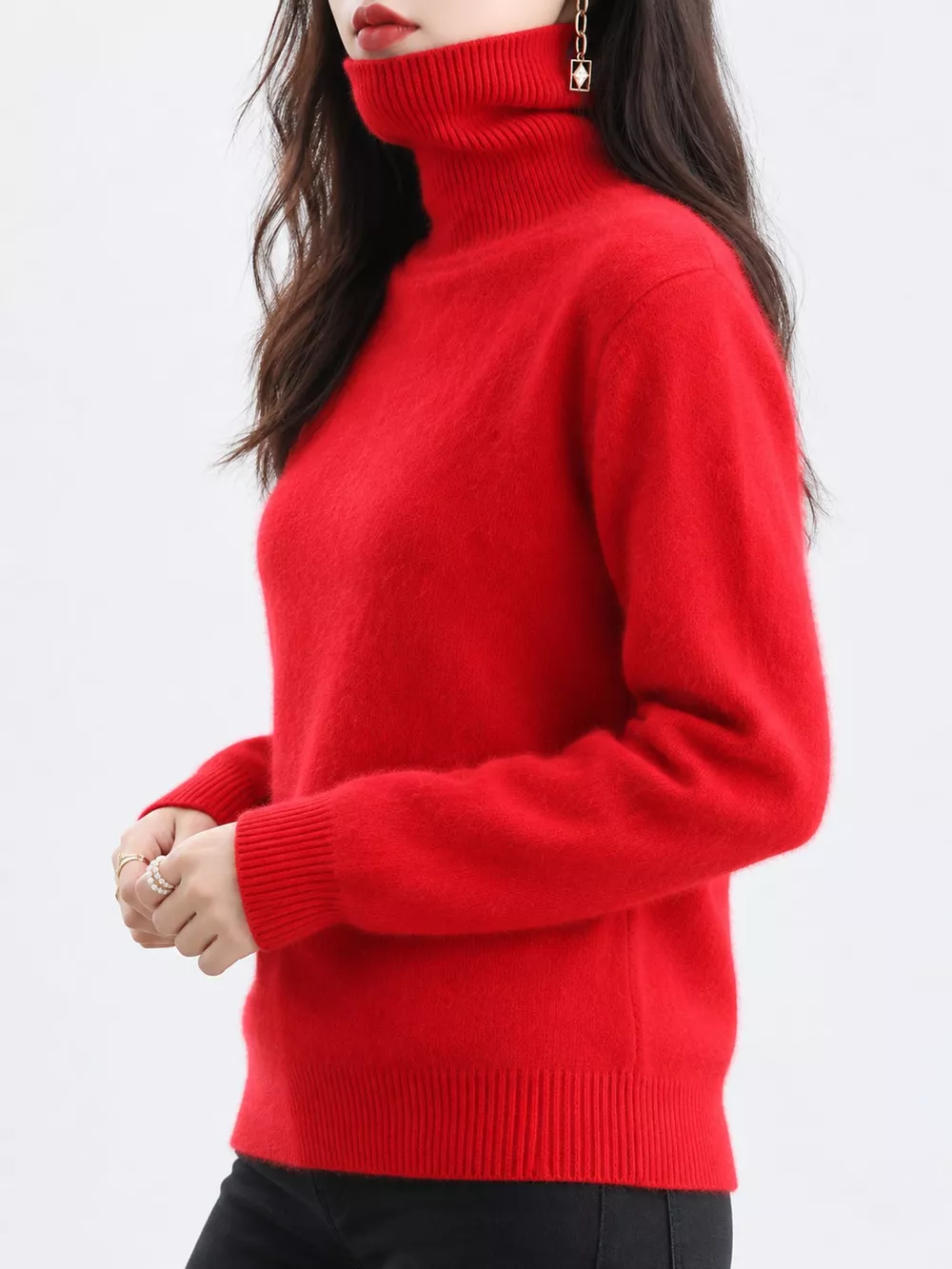 Full Size Turtleneck Long Sleeve Sweater Plus Size, image 85