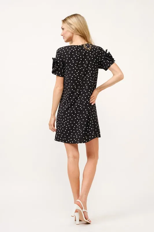 Embellished Sleeve Polka Dots Shift Dress, image 10