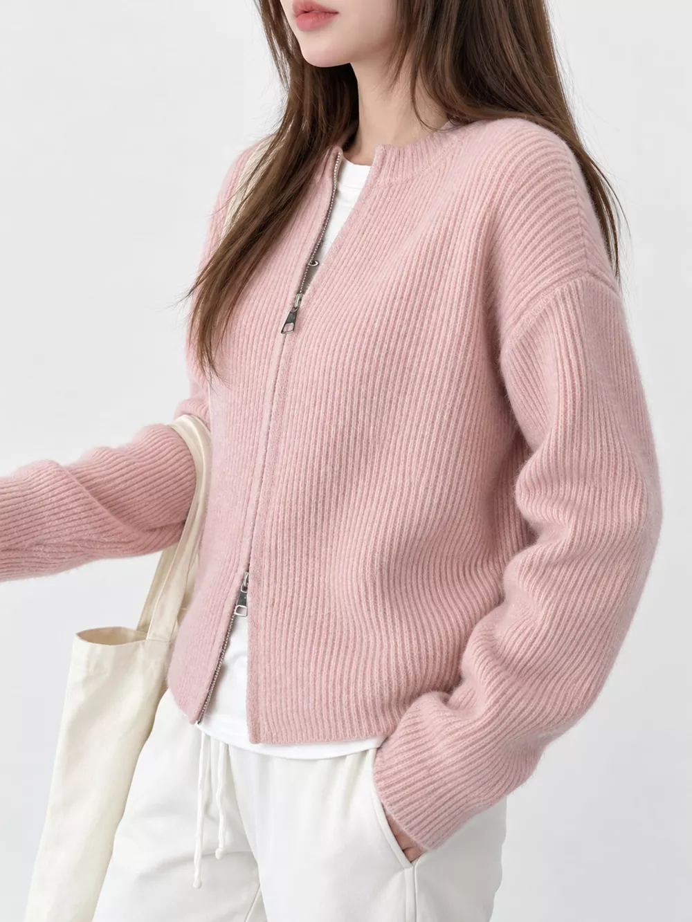 Zip Up Dropped Shoulder Cardigan, image 20