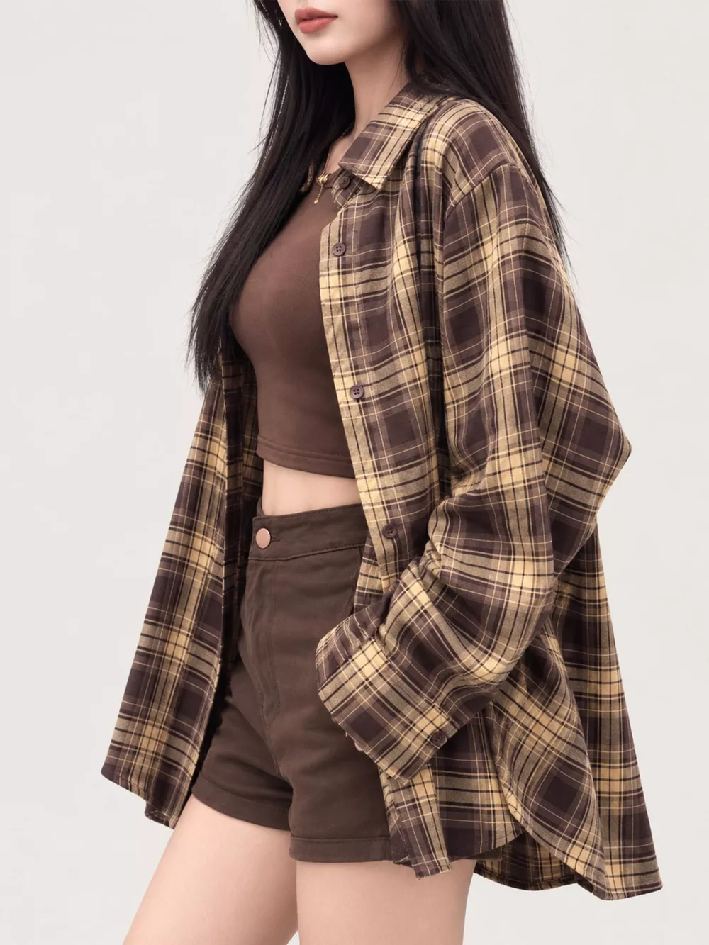 Casual Loose Fit Plaid Shirt, image 11