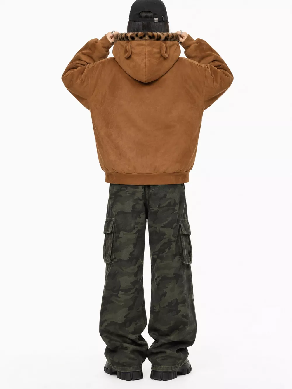 Leopard Faux Fur Lined Zip Up Jacket, image 12