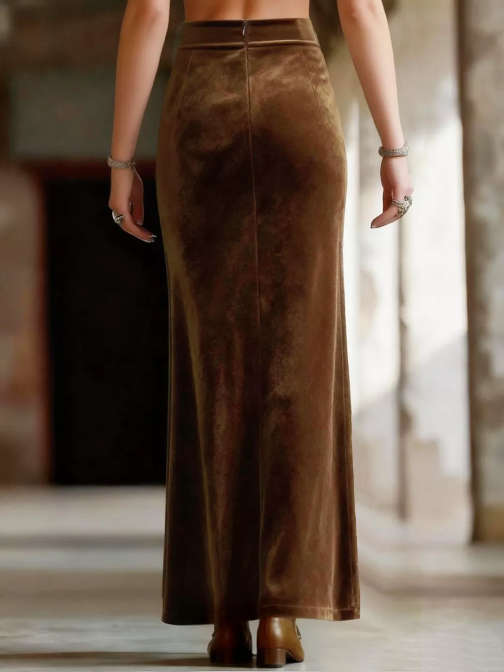 Pearl Trim Slit Maxi Skirt, image 5