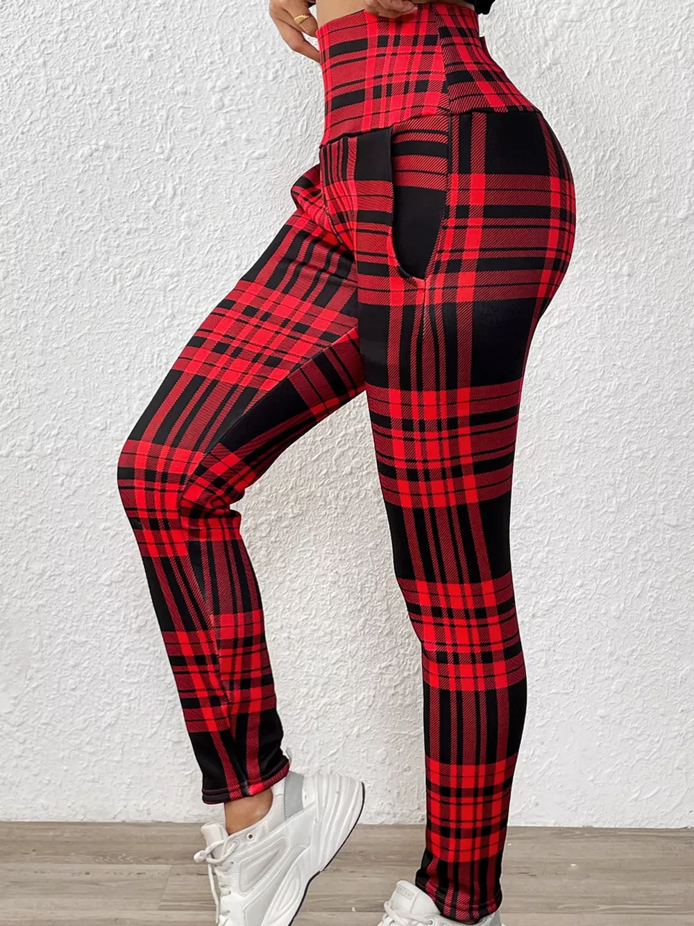 High-Waisted Plaid Slim-Fit Leggings, image 7