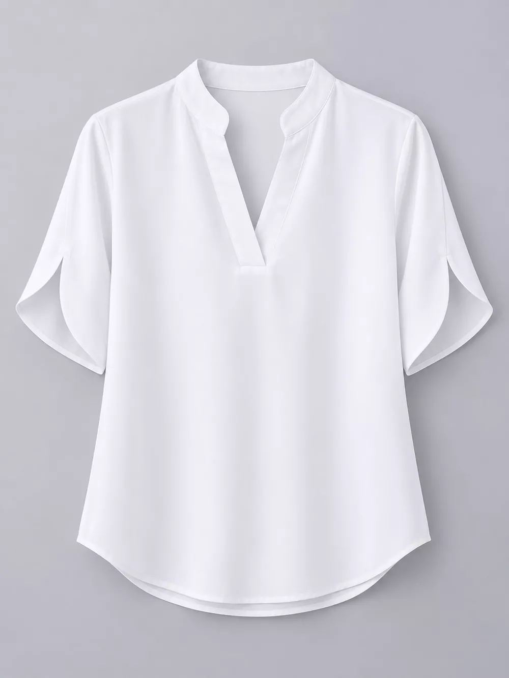 Notched Slit Short Sleeve Blouse, image 19