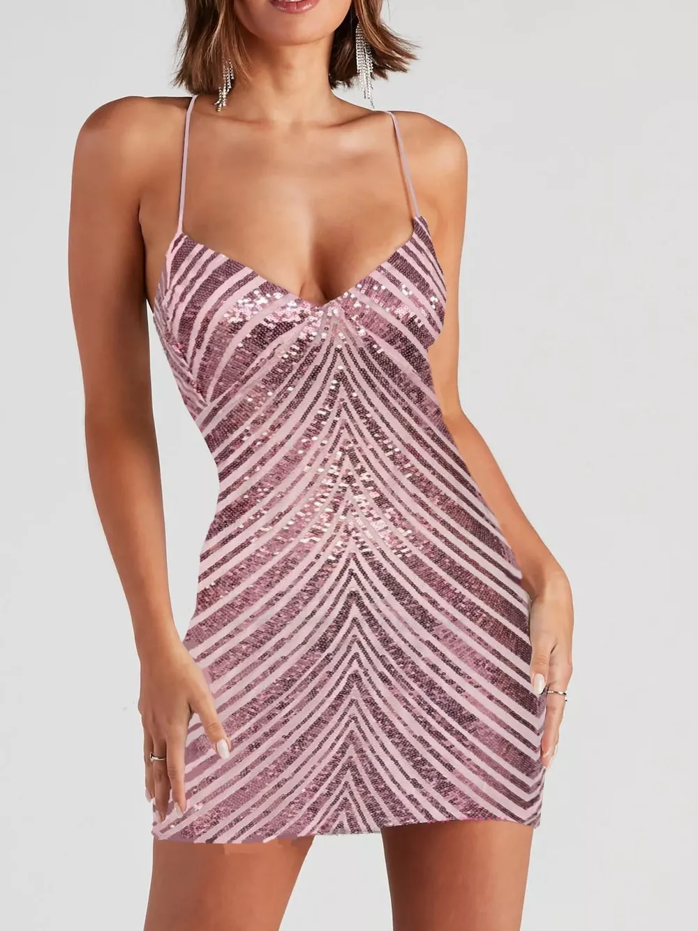 Sleeveless Sequin Embellished Bodycon Mini Cami Dress, image 21