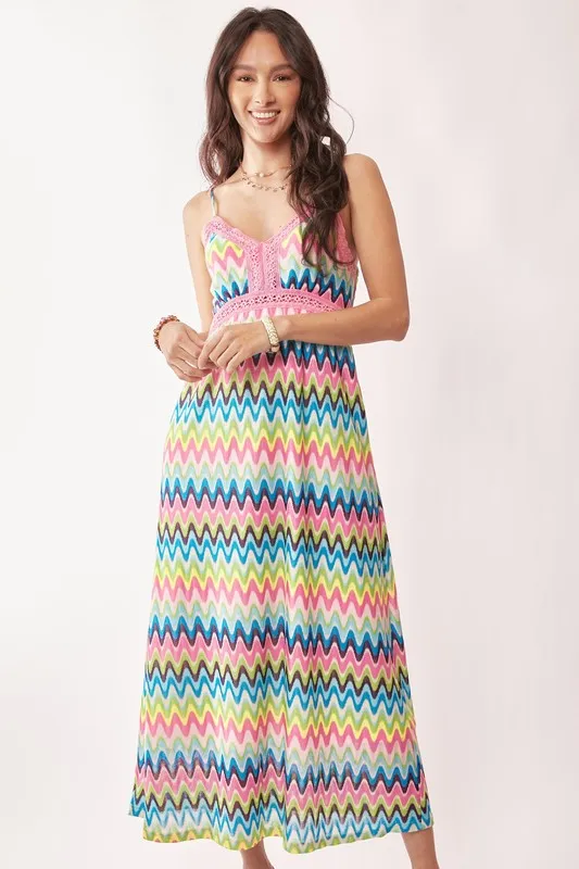 Multi Color Crochet Lace Midi Dress, image 5