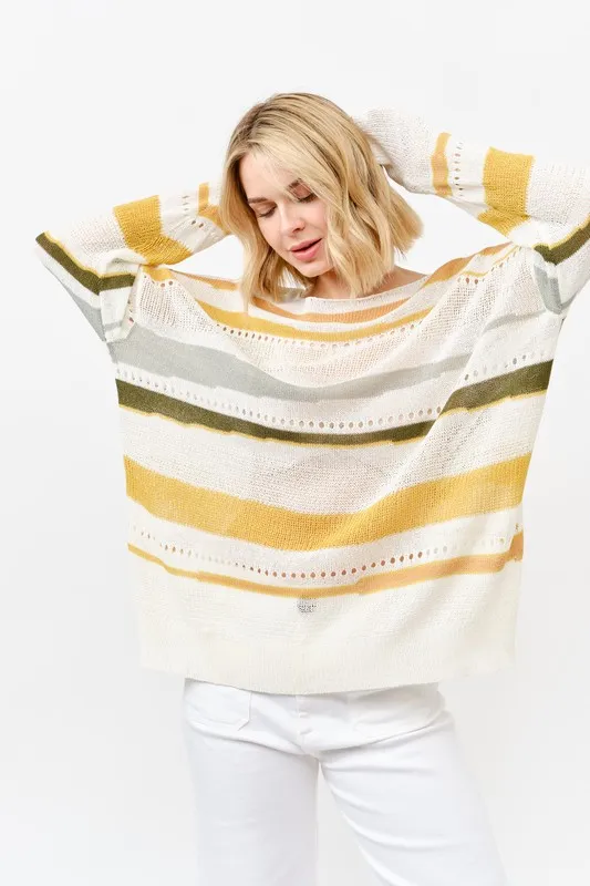 Abstract Striped Light Weight Loose Sweater, image 7