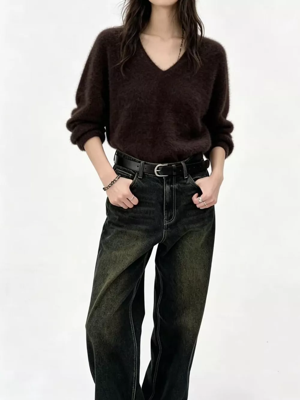 V-Neck Dropped Shoulder Sweater, image 16