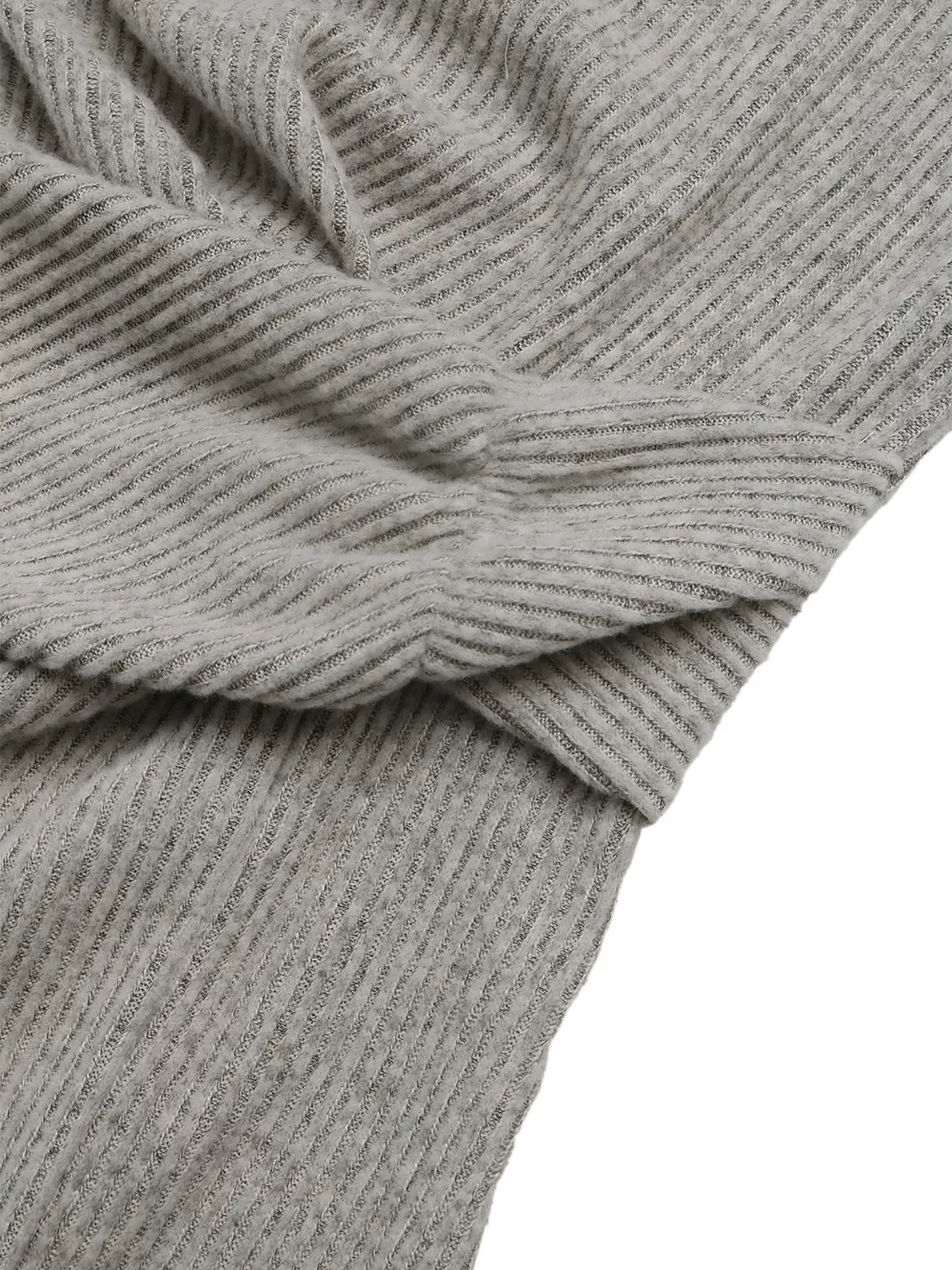 Ribbed Knit Twist Front Long Sleeve Midi Dress with Slit, image 11
