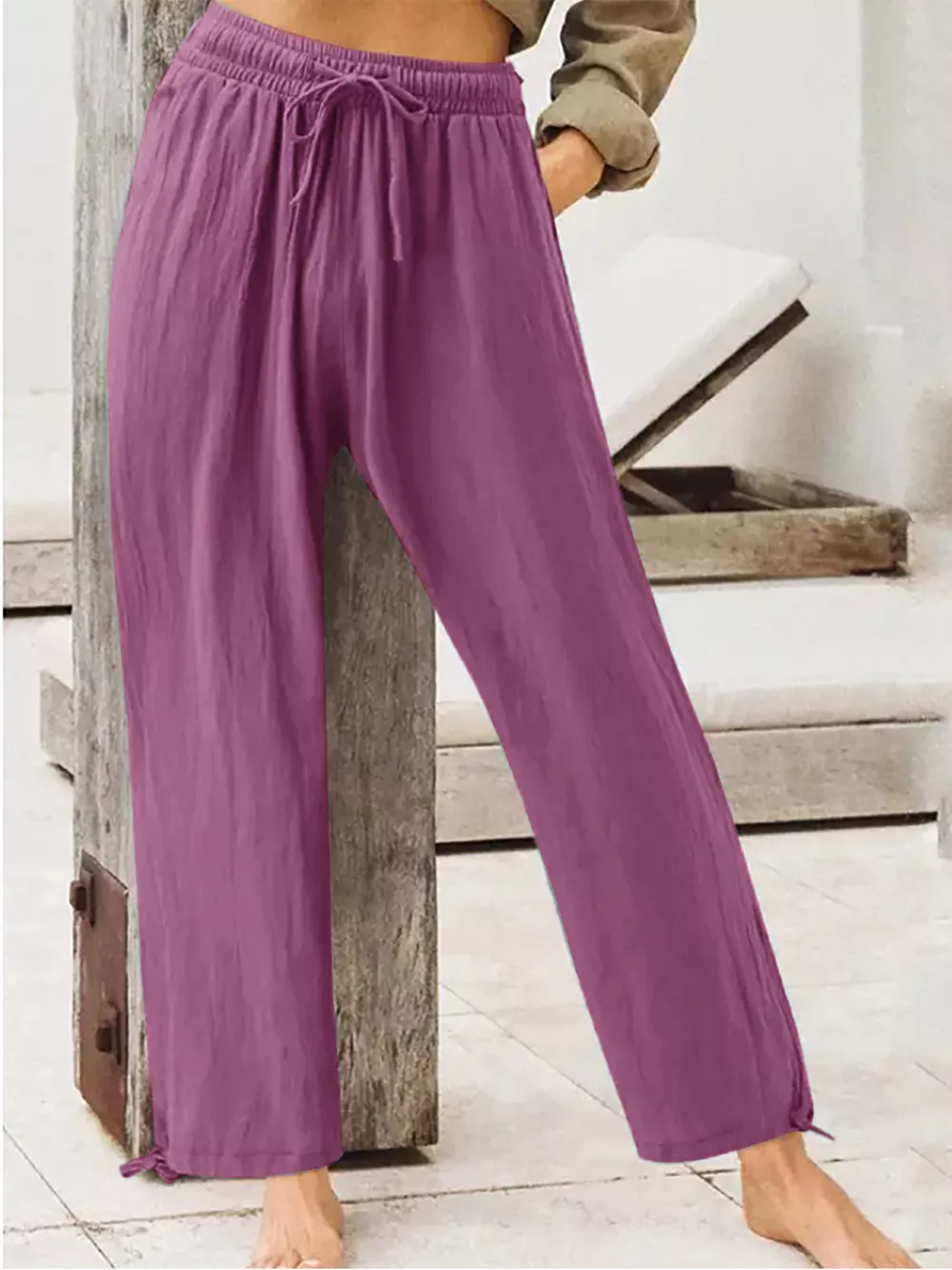 Full Size Casual Drawstring Wide-Leg Pants Plus Size, image 17